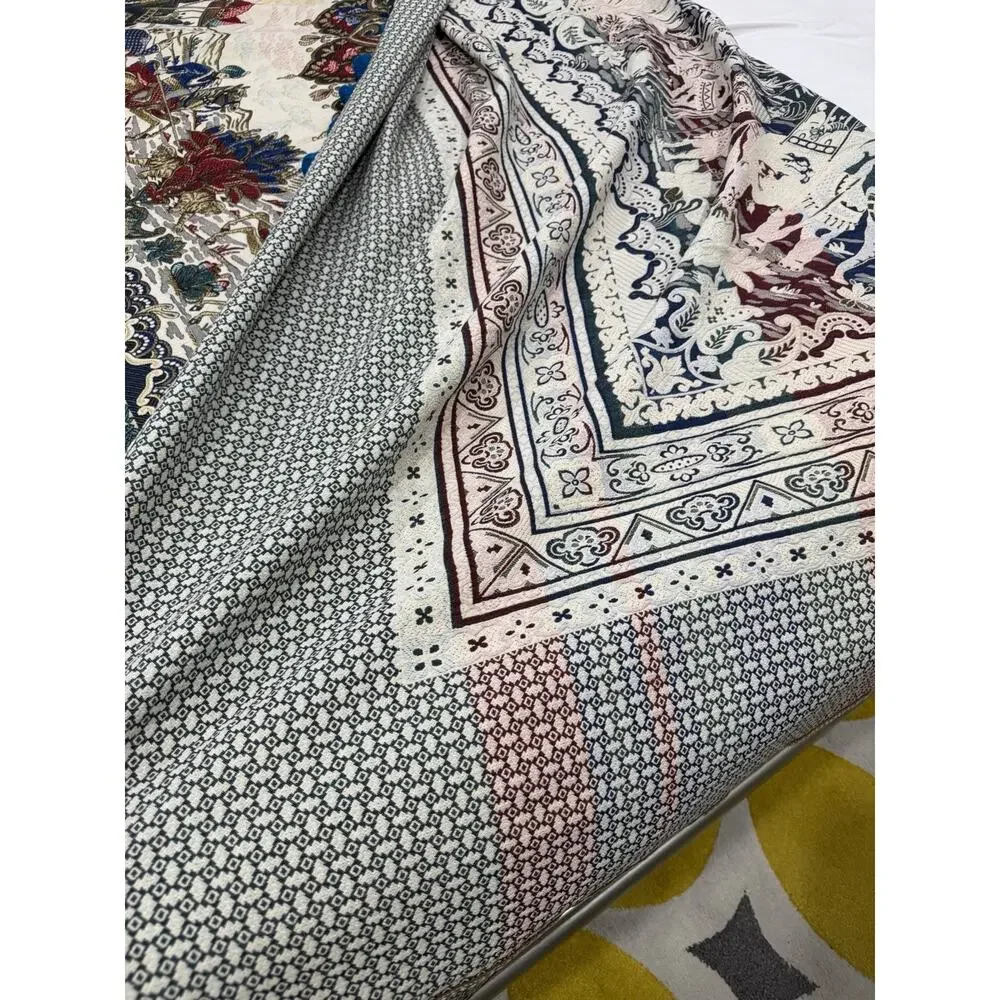 Vintage Middle Eastern Handwoven Embroidery Tapestry Bedspread Paisley Royalty
